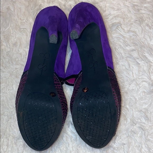 Rockabilly Jessica Simpson Purple & Pink Heels stilettos 8.5 Zip up the back - Picture 7 of 8